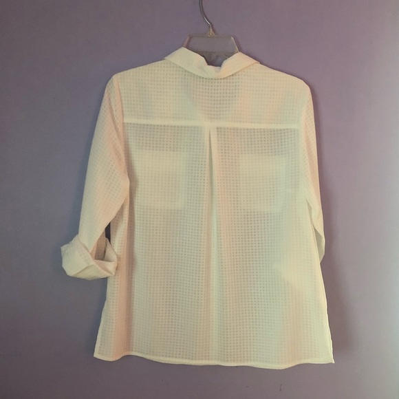 NEW W/TAGS LONG SLEEVE SHEER BUTTON DOWN BLOUSE - Picture 2 of 3
